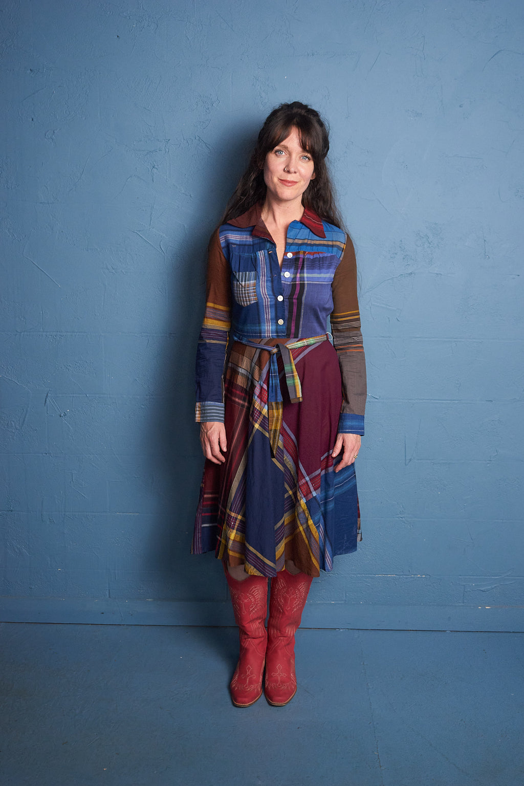 70s Plaid Shirt Dress