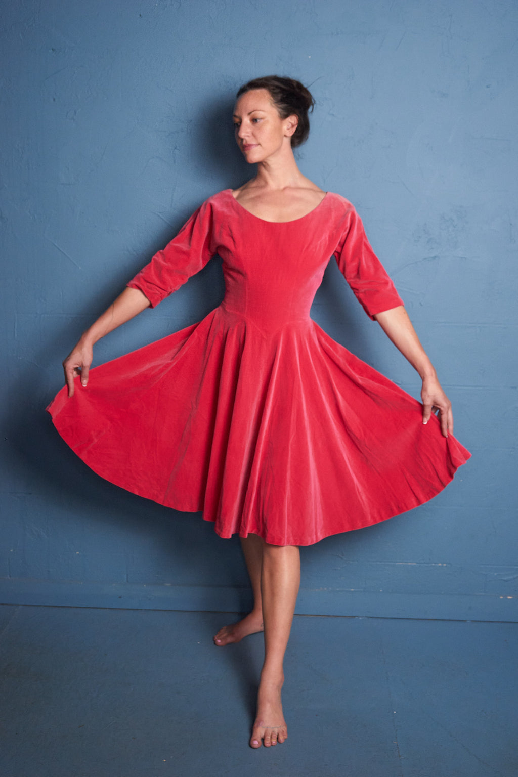 50's Pink Velvet Party Dress